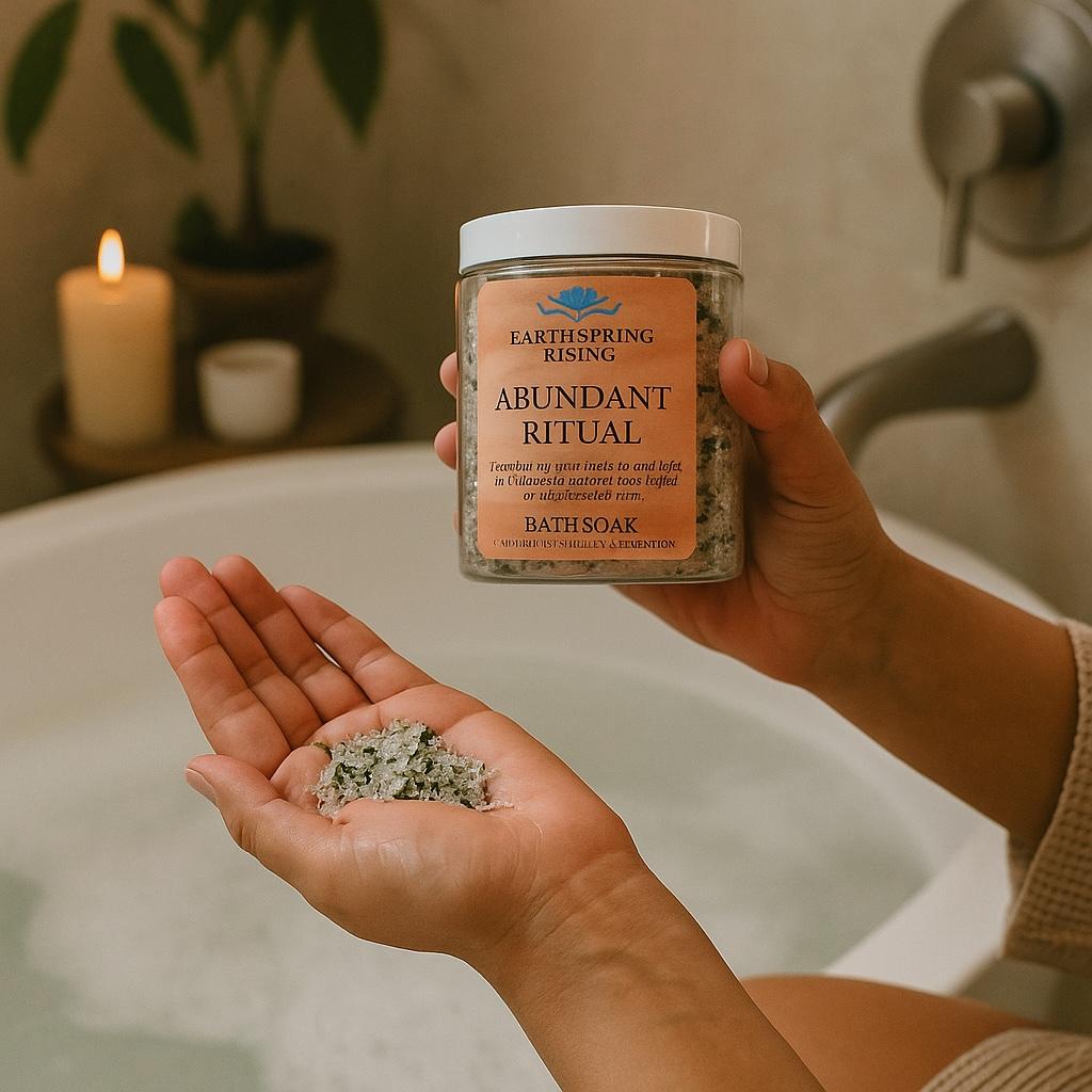 Abundance Ritual Bath Soak – Epsom, Dead Sea Salt with Cinnamon, Mint, Basil , Sweet Orange Oil | 8oz Prosperity Bath Salt for Manifestation and Energy Clearing