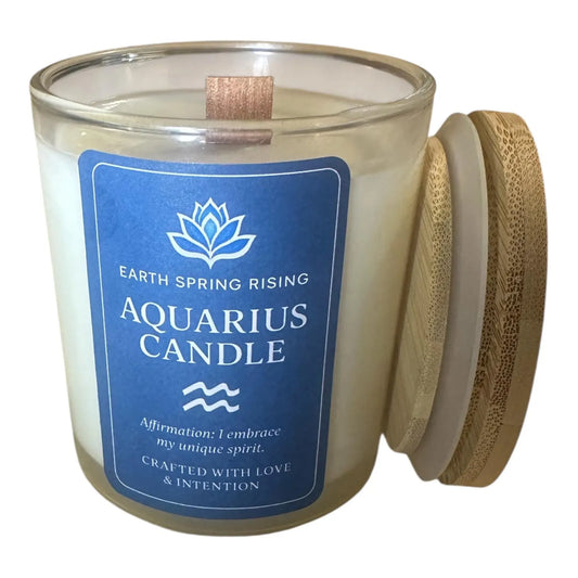 Aquarius Candle - Aquarius Zodiac Candle - Zodiac Candle, Gift for Aquarius, Handmade Candle, Astrology Candle, Soy Candle with Wooden Wick