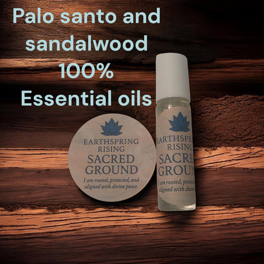 Sacred Ground Perfume – Unisex Alcohol-Free Roll-On Oil, Fragrance Mist, Palo Santo + Sandalwood + Sweet Almond Oil ,Grounding Essential Oil Scent for Men and Women
