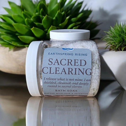 Sacred Clearing Bath Soak – Epsom & Dead Sea Salt with White Sage, Sage Oil, Sandalwood & Clove | 8oz Spiritual Detox Bath for Protection & Energy Cleansing