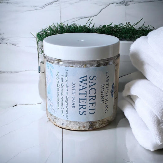 Sacred Balance Bath Soak – Epsom & Dead Sea Salt with Lavender, White Sage, Rosemary & Essential Oils | 8oz Spiritual Detox Soak for Peace & Alignment