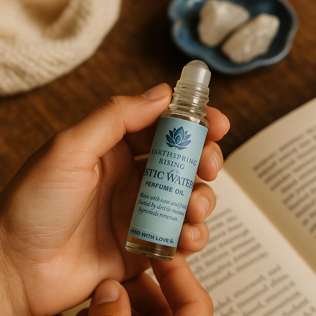 Mystic Water Perfume – Alcohol-Free Roll-On Oil,  Fragrance Mist, Himalayan Air + Sea Salt Lily + Brazilian Waterfall + Beachwood, Aquatic Unisex Scent for Freshness, Flow and Energy Alignment