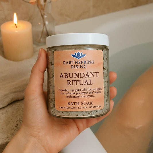 Abundance Ritual Bath Soak – Epsom,  Dead Sea Salt with Cinnamon, Mint, Basil , Sweet Orange Oil | 8oz Prosperity Bath Salt for Manifestation and  Energy Clearing